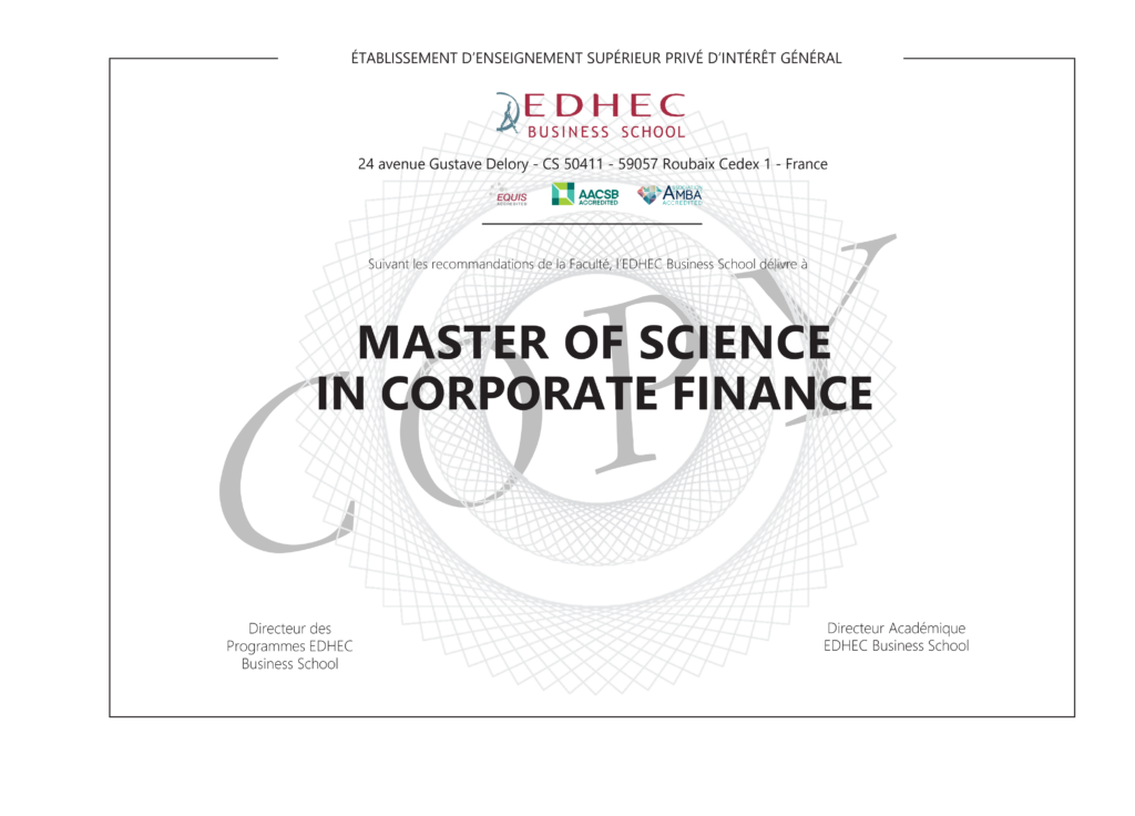 MSc Corporate Finance | EDHEC Online