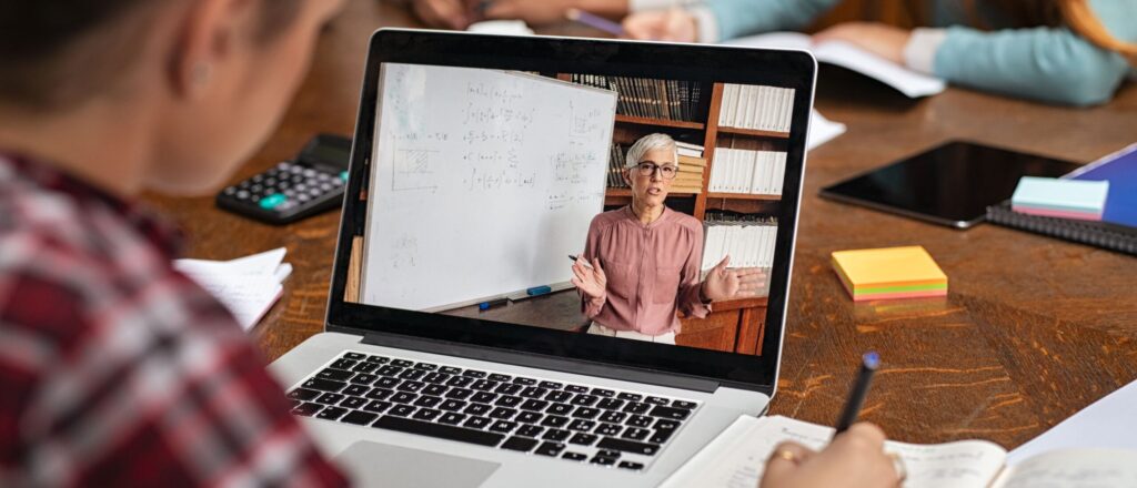 student watching online lesson