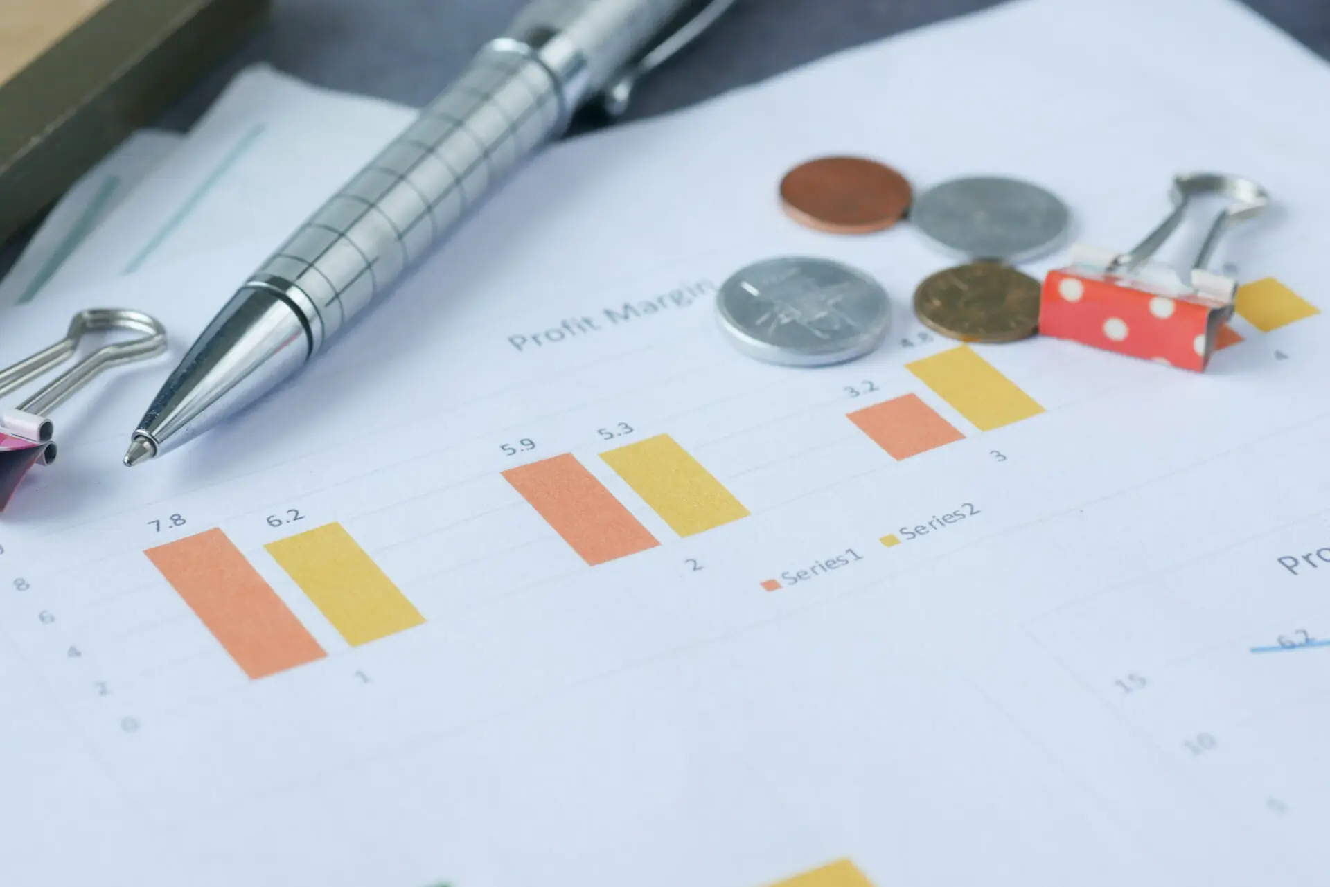 financial graph, calculator and notepad on table