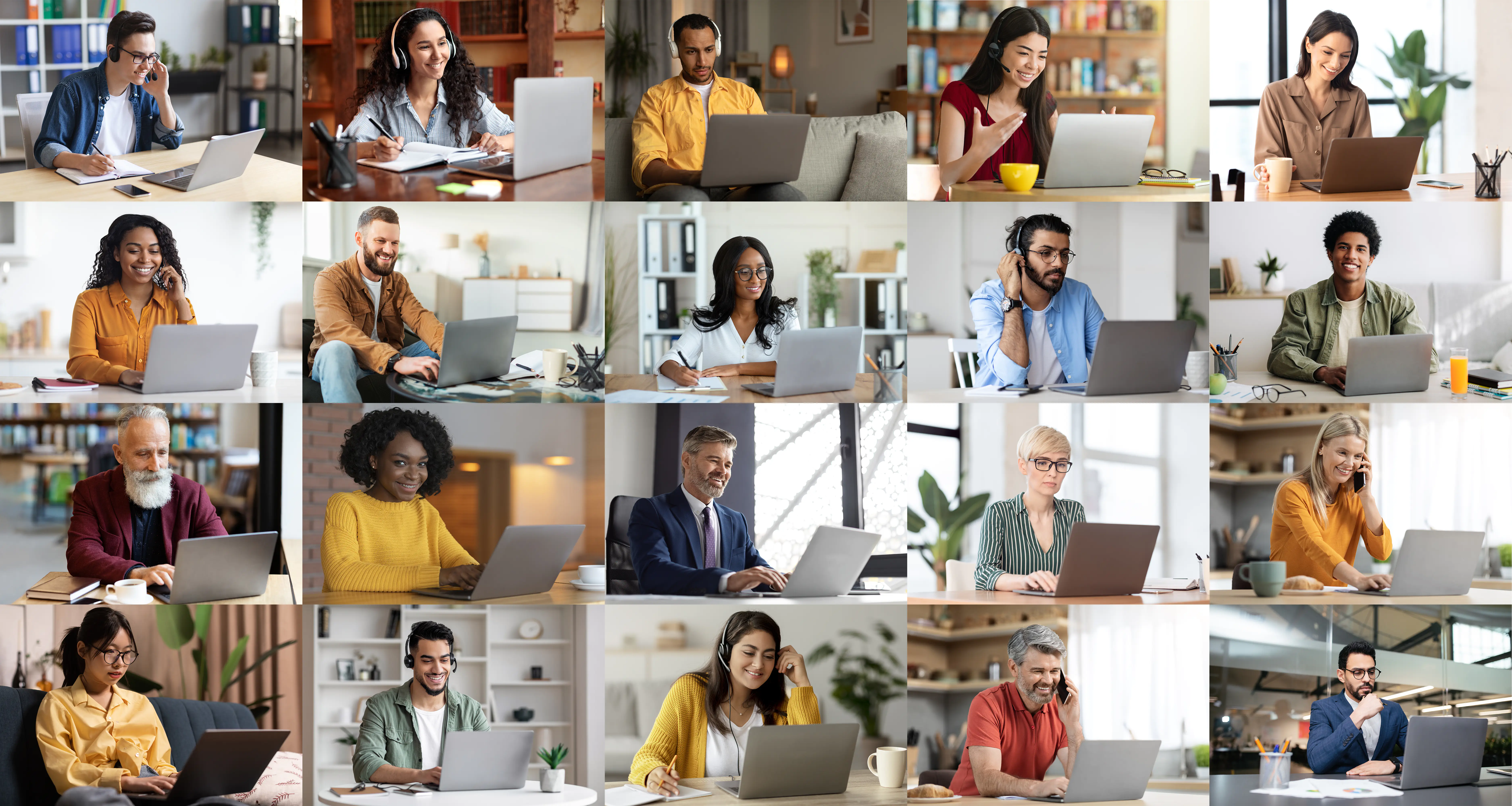 Multiethnic business people sutdying online