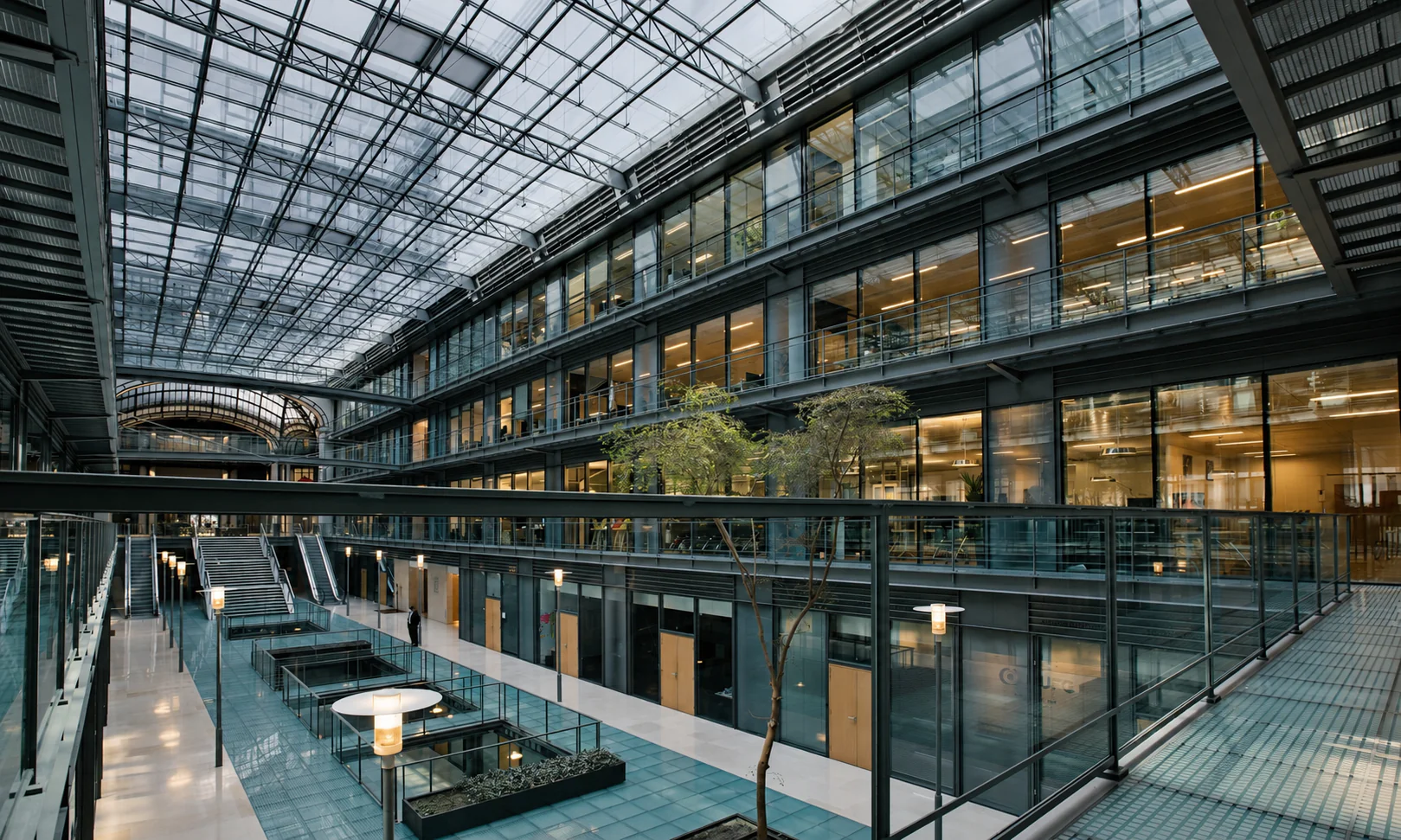 Modern Glass Atrium Office Interior